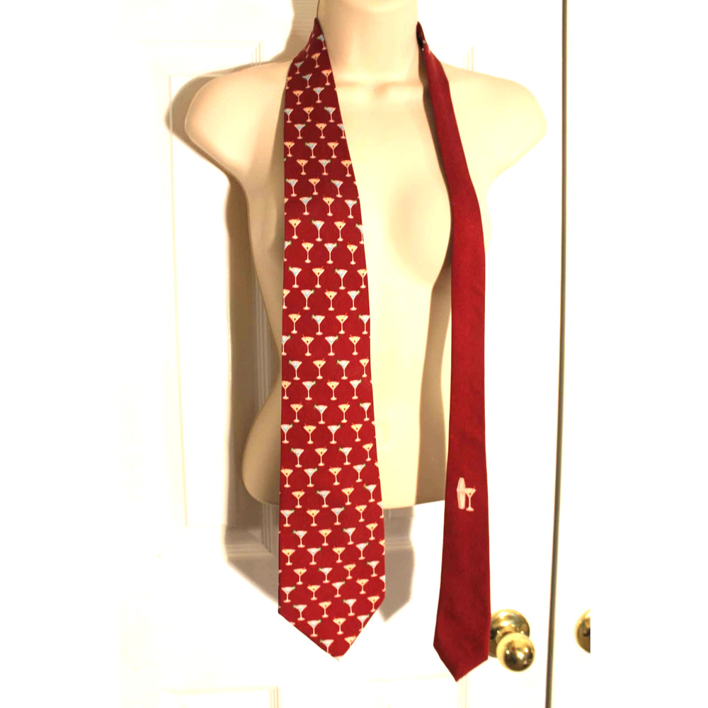 Tommy Bahama Off Island Maroon Martini Print Tie NWT